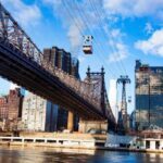 East river with Roosevelt Island tramway system