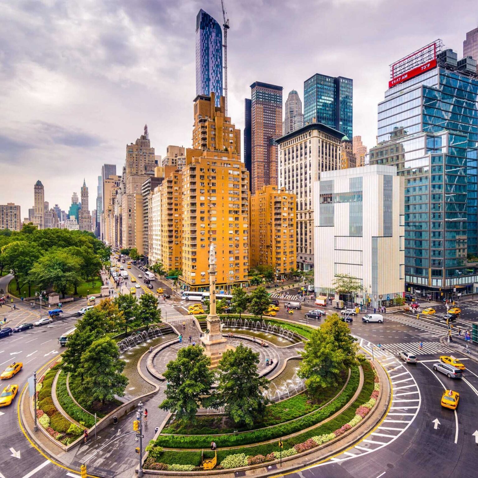 New York City, USA cityscape at Columbus Circle.